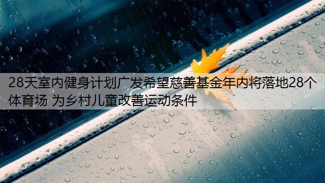 28天室内健身计划广发希望慈善基金年内将落地28个体育场 为乡村儿童改善运动条件